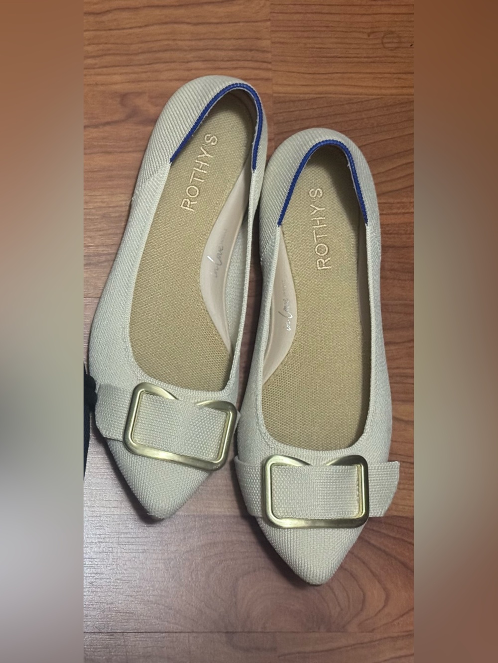 Rothy's Women's Ballet Flats in Ecru with Gold Buckle